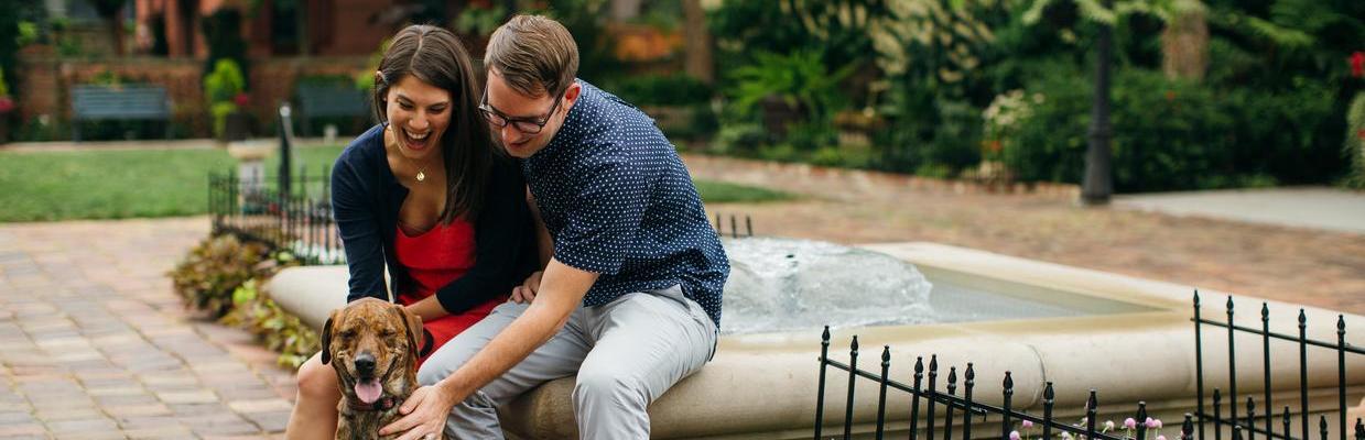 Man and woman with dog